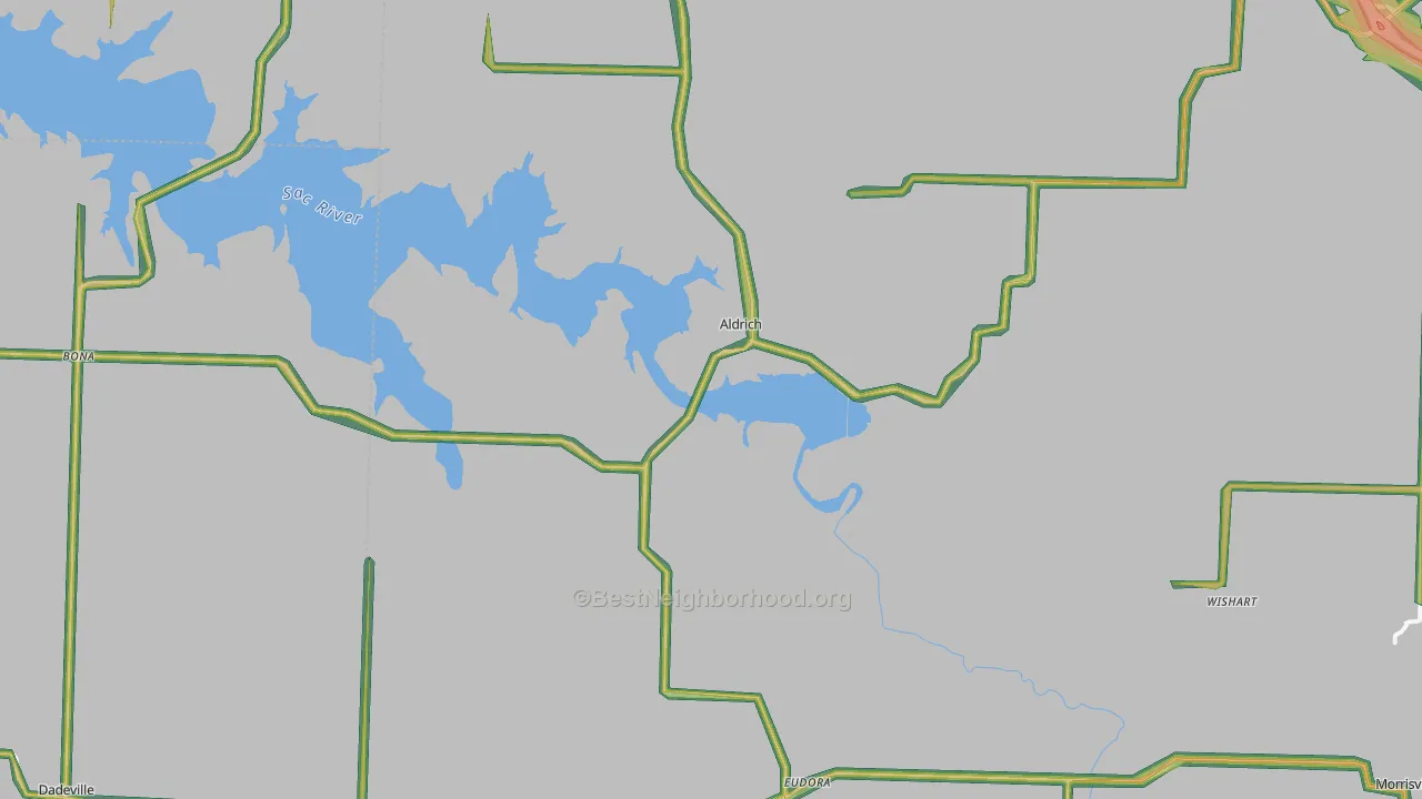 Aldrich, MO Map of Noise Levels in Aldrich