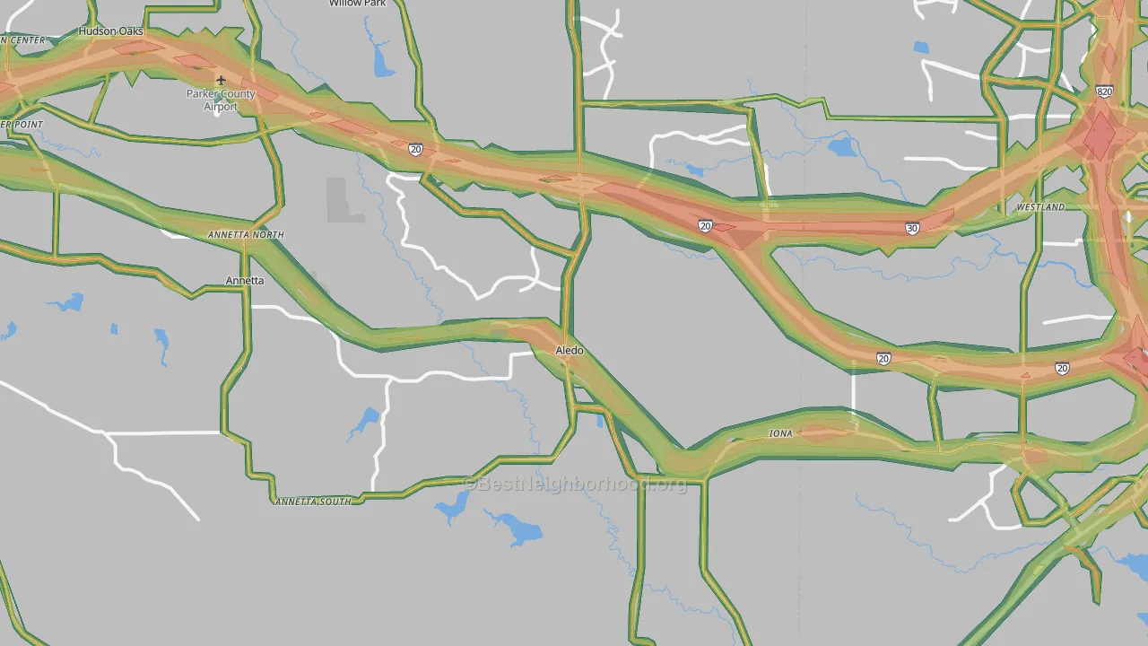 Aledo, TX Map of Noise Levels in Aledo