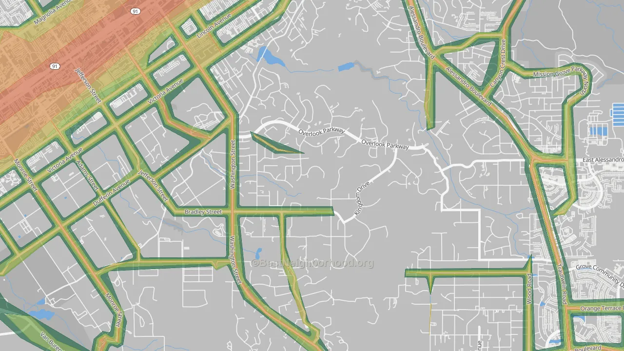 Alessandro Heights, Riverside, CA Map of Noise Levels in Alessandro Heights