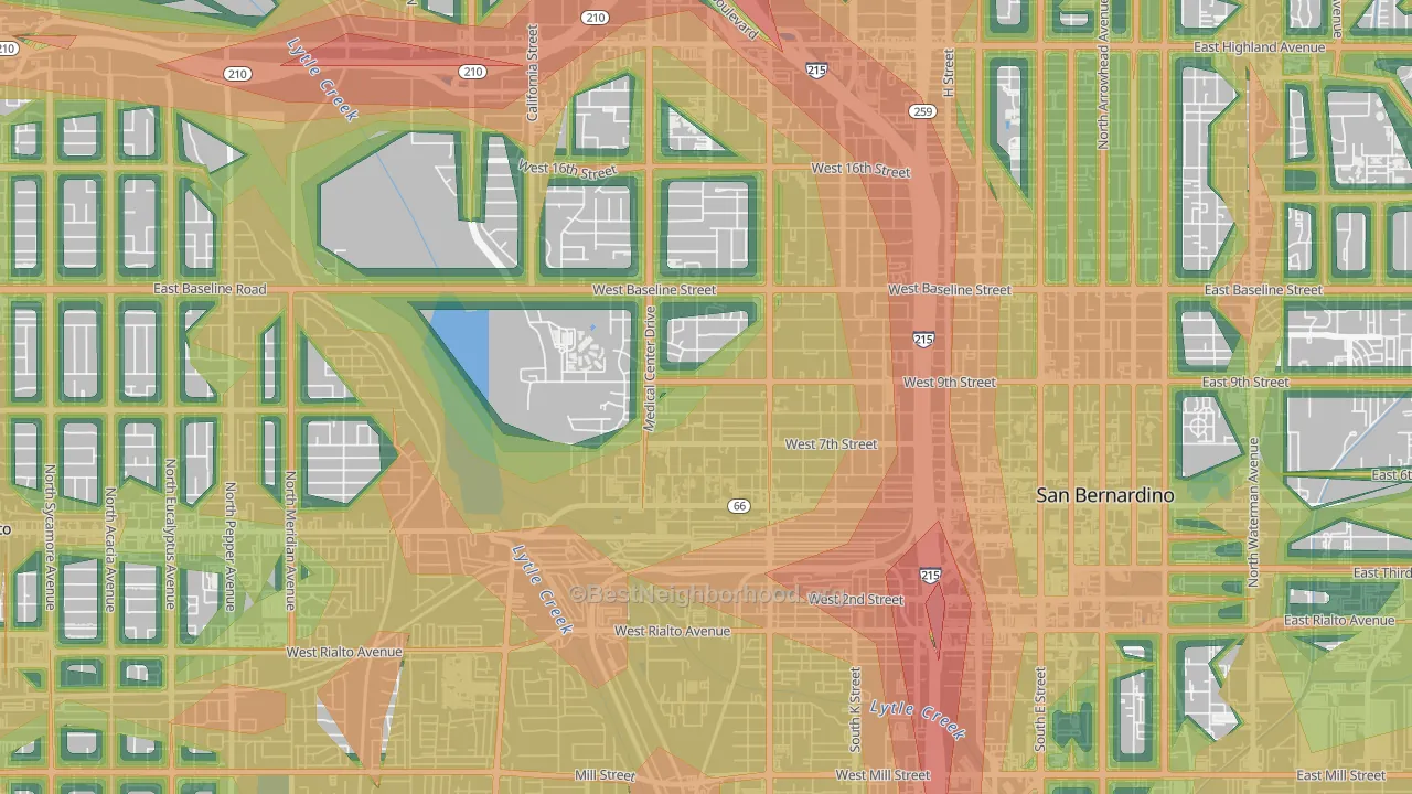 Alessandro, San Bernardino, CA Map of Noise Levels in Alessandro