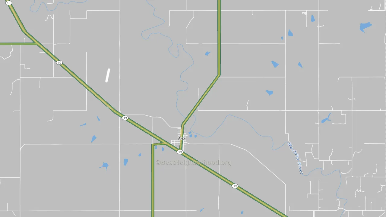 Alex, OK Map of Noise Levels in Alex