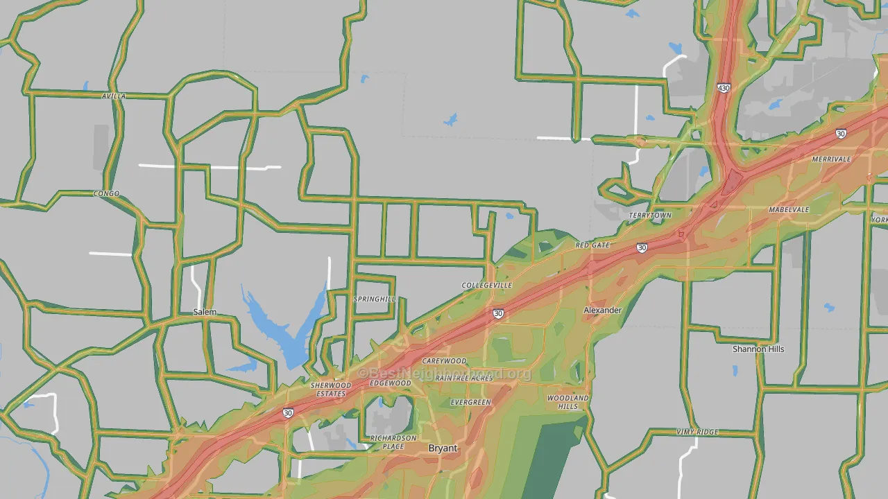 Alexander, AR Map of Noise Levels in Alexander