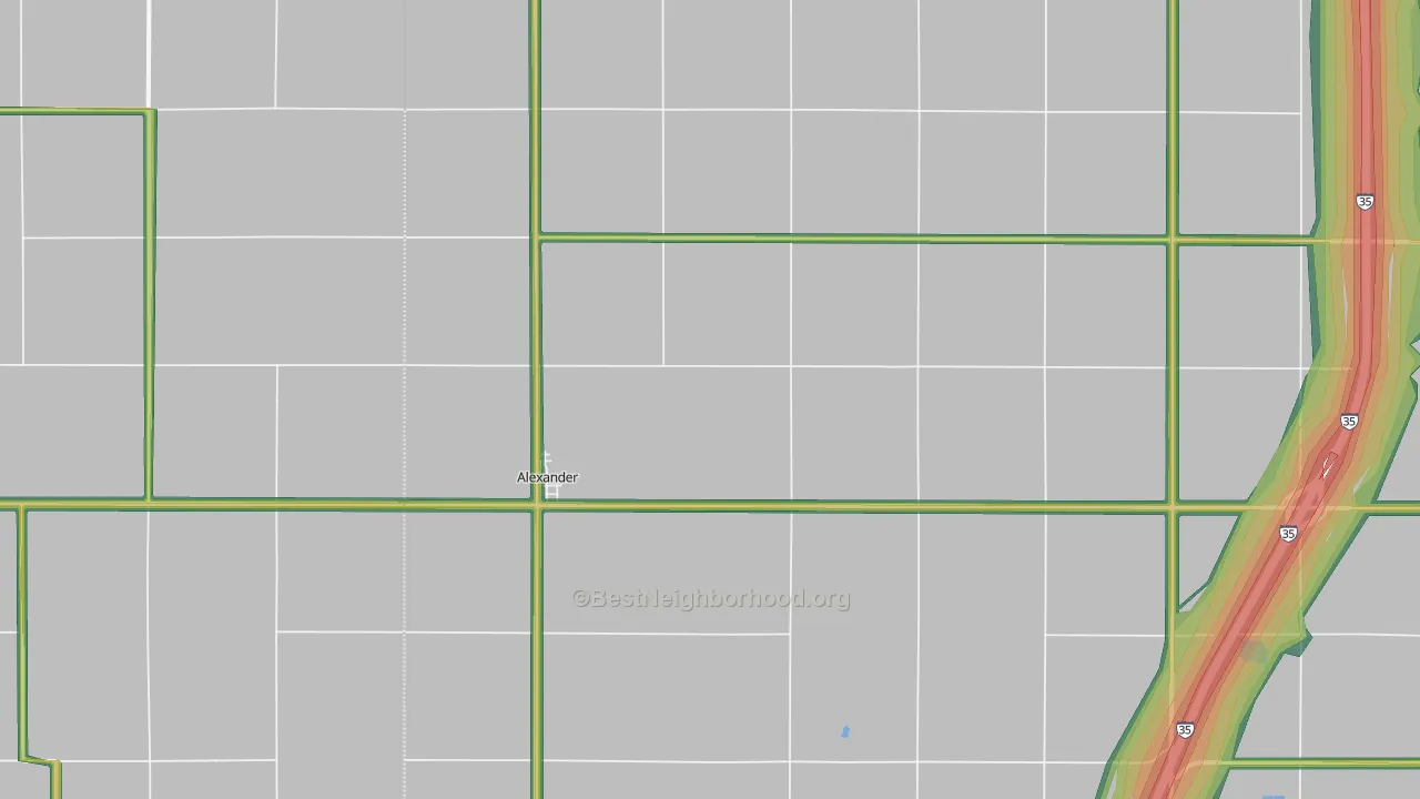 Alexander, IA Map of Noise Levels in Alexander