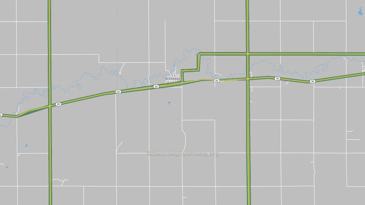 Alexander, KS Map of Noise Levels in Alexander