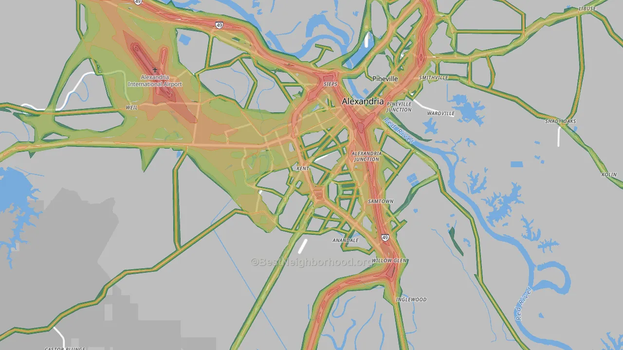 Alexandria, LA Map of Noise Levels in Alexandria