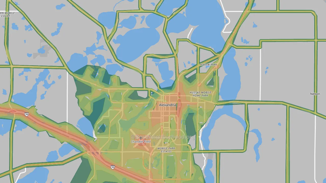 Alexandria, MN Map of Noise Levels in Alexandria