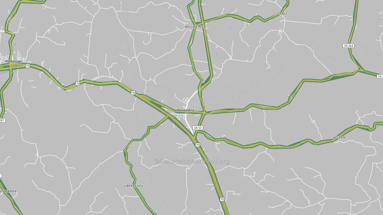 Alexandria, TN Map of Noise Levels in Alexandria