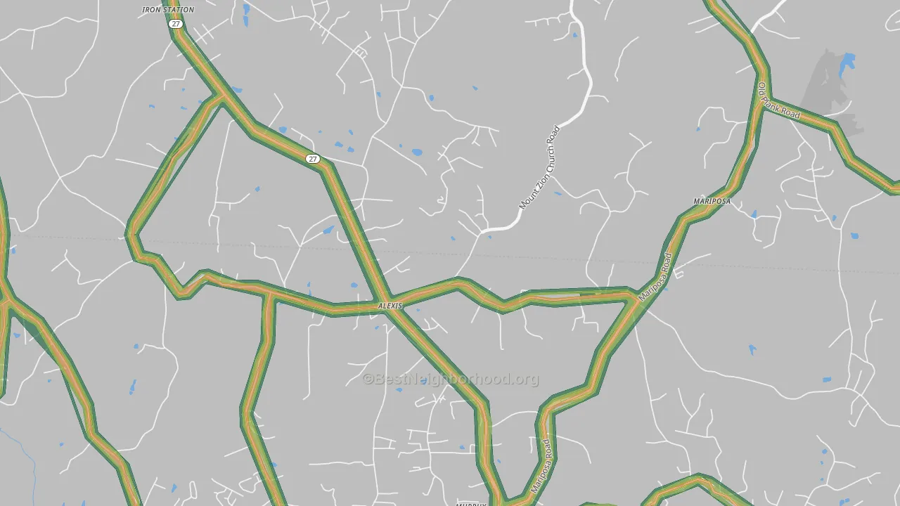 Alexis, NC Map of Noise Levels in Alexis