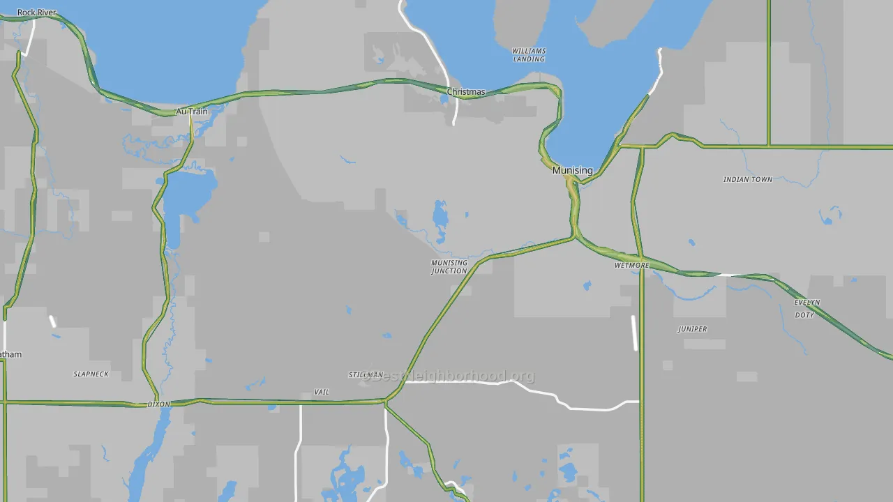 Alger County, MI Map of Noise Levels in Alger County