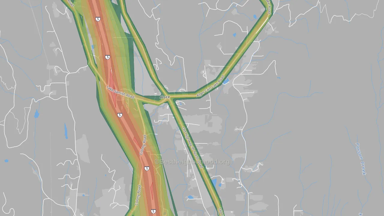 Alger, WA Map of Noise Levels in Alger