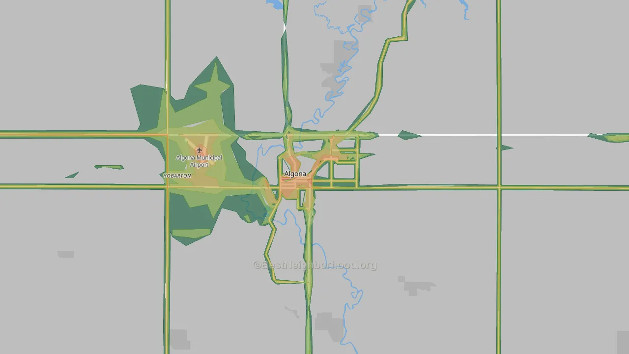 Algona, IA Map of Noise Levels in Algona