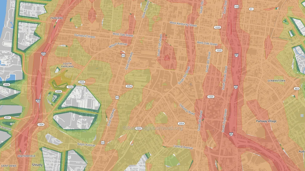 Algonquin, Louisville, KY Map of Noise Levels in Algonquin