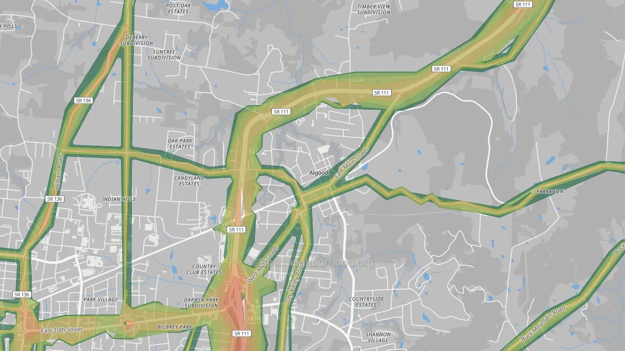 Algood, TN Map of Noise Levels in Algood