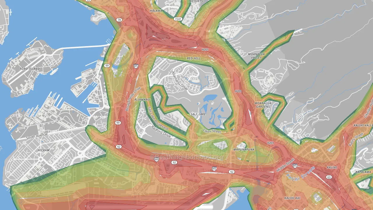 Aliamanu, Honolulu, HI Map of Noise Levels in Aliamanu