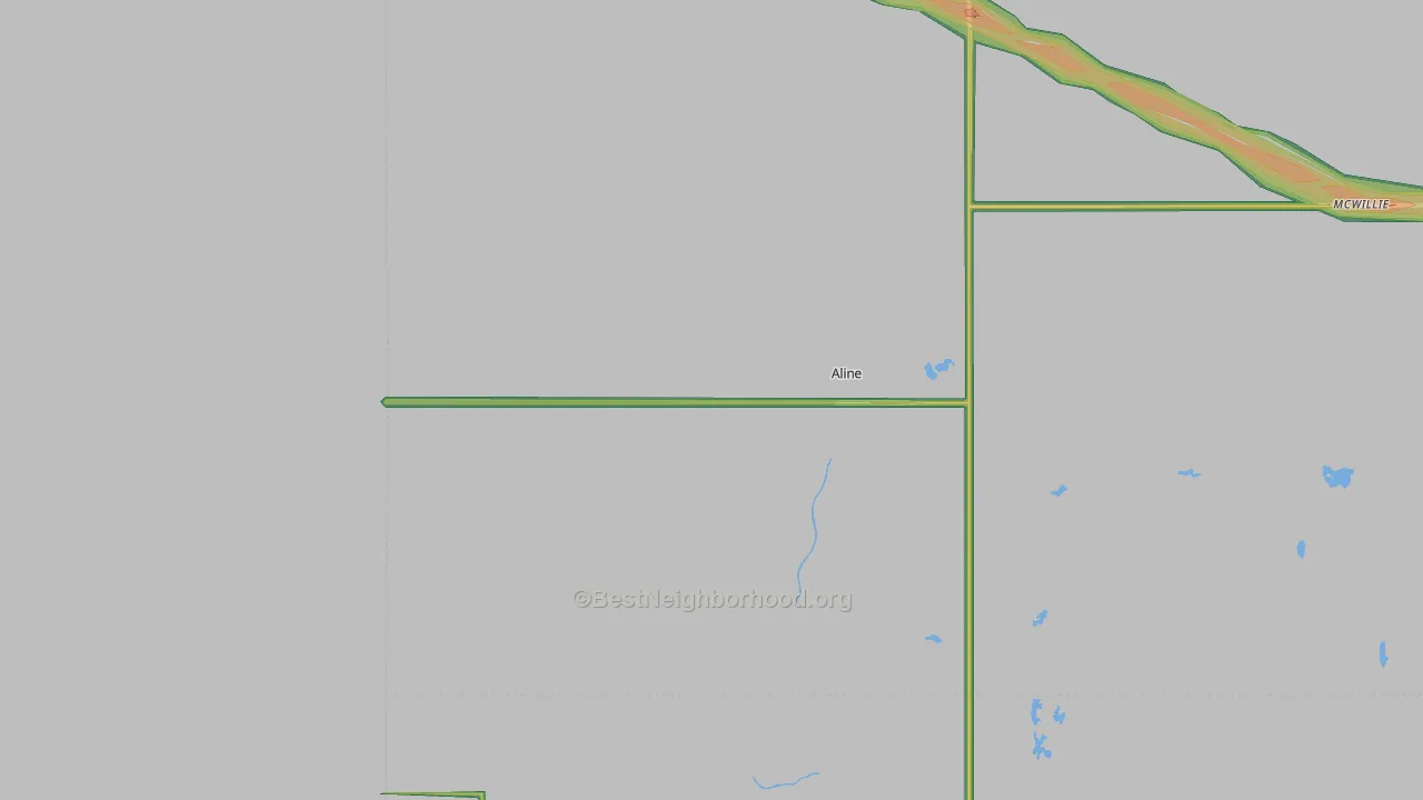 Aline, OK Map of Noise Levels in Aline