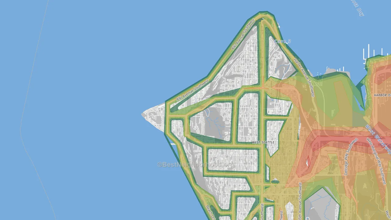 Alki, Seattle, WA Map of Noise Levels in Alki
