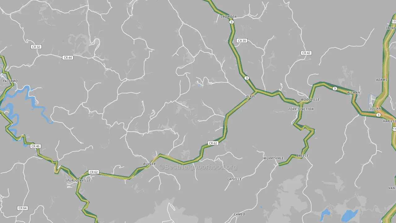 Alkol, WV Map of Noise Levels in Alkol