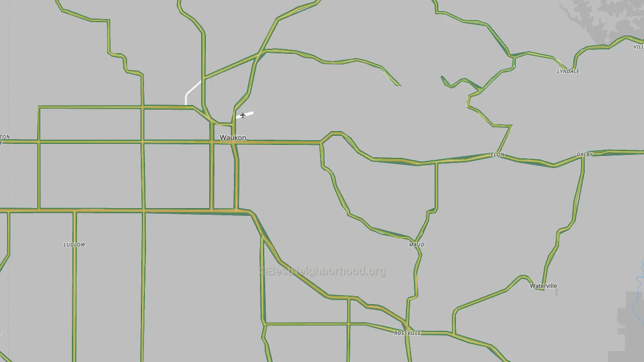 Allamakee County, IA Map of Noise Levels in Allamakee County