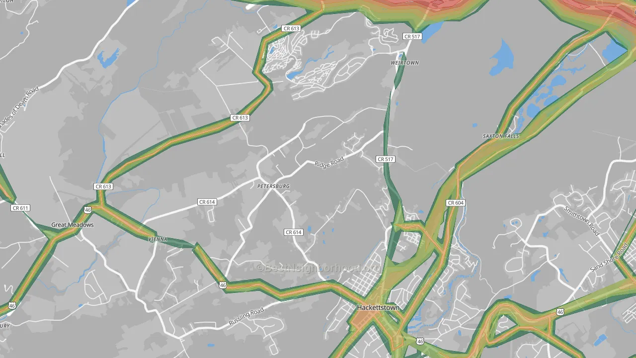 Allamuchy, NJ Map of Noise Levels in Allamuchy