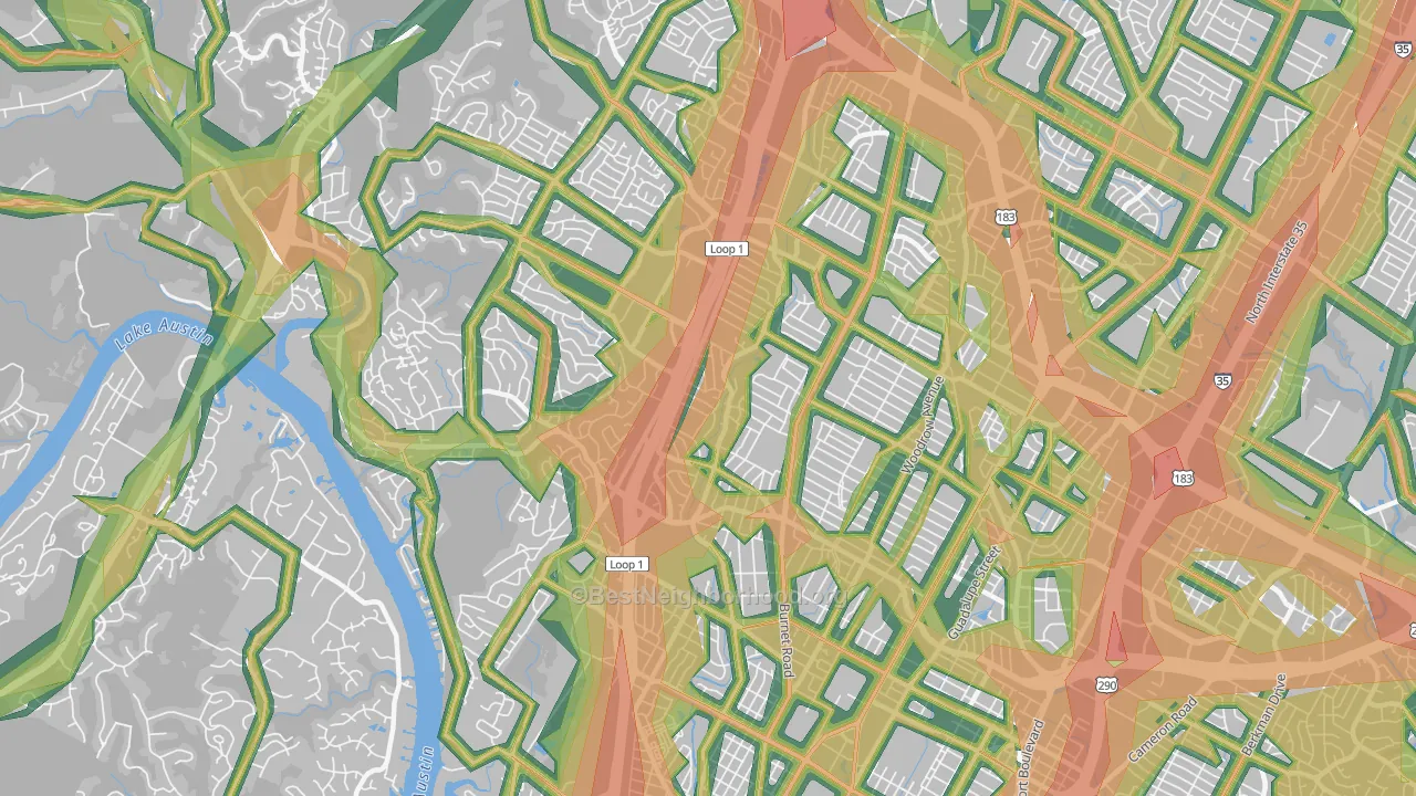 Allandale, Austin, TX Map of Noise Levels in Allandale