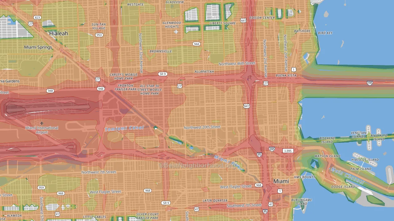 Allapattah, Miami, FL Map of Noise Levels in Allapattah