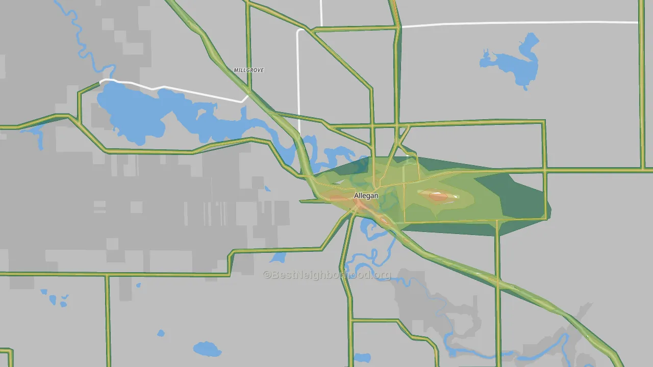 Allegan, MI Map of Noise Levels in Allegan