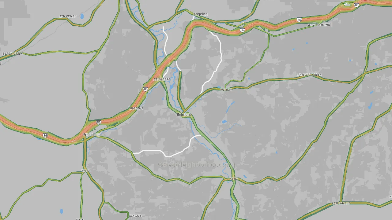 Allegany County, NY Map of Noise Levels in Allegany County