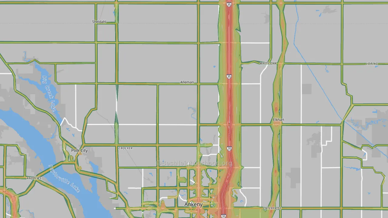 Alleman, IA Map of Noise Levels in Alleman