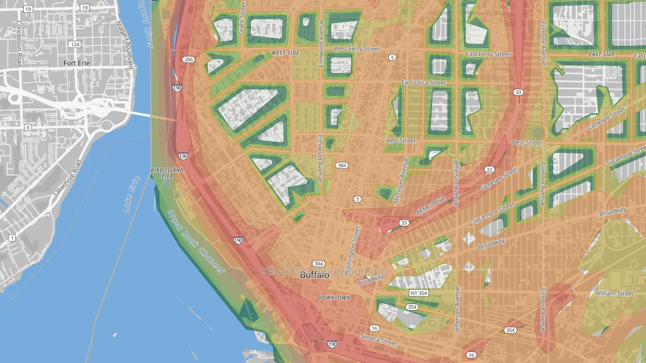 Allen, Buffalo, NY Map of Noise Levels in Allen