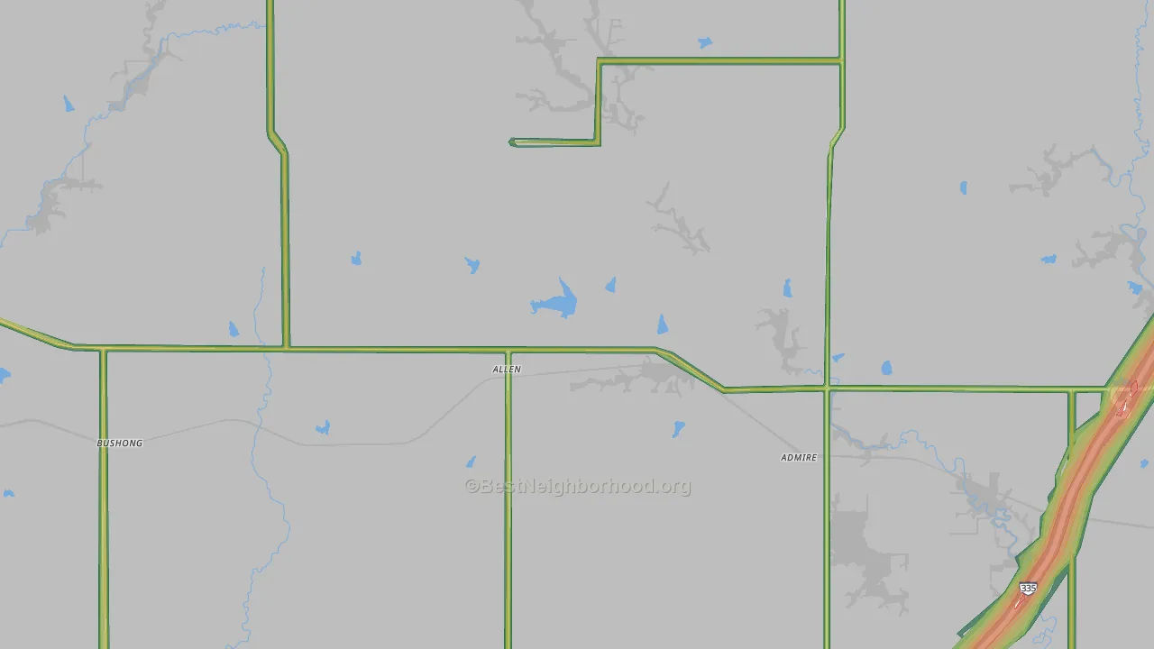 Allen, KS Map of Noise Levels in Allen