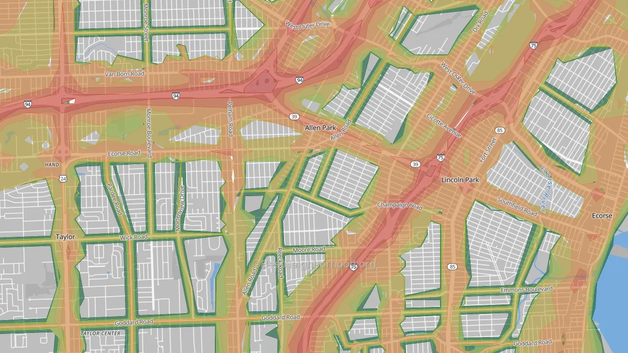 Allen Park, MI Map of Noise Levels in Allen Park