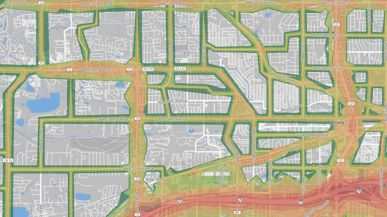 Allendale Area, Arvada, CO Map of Noise Levels in Allendale Area
