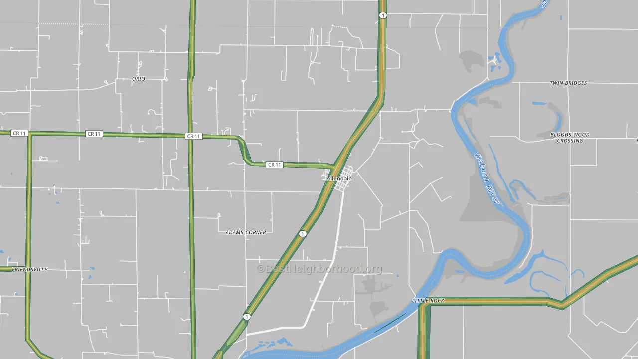 Allendale, IL Map of Noise Levels in Allendale