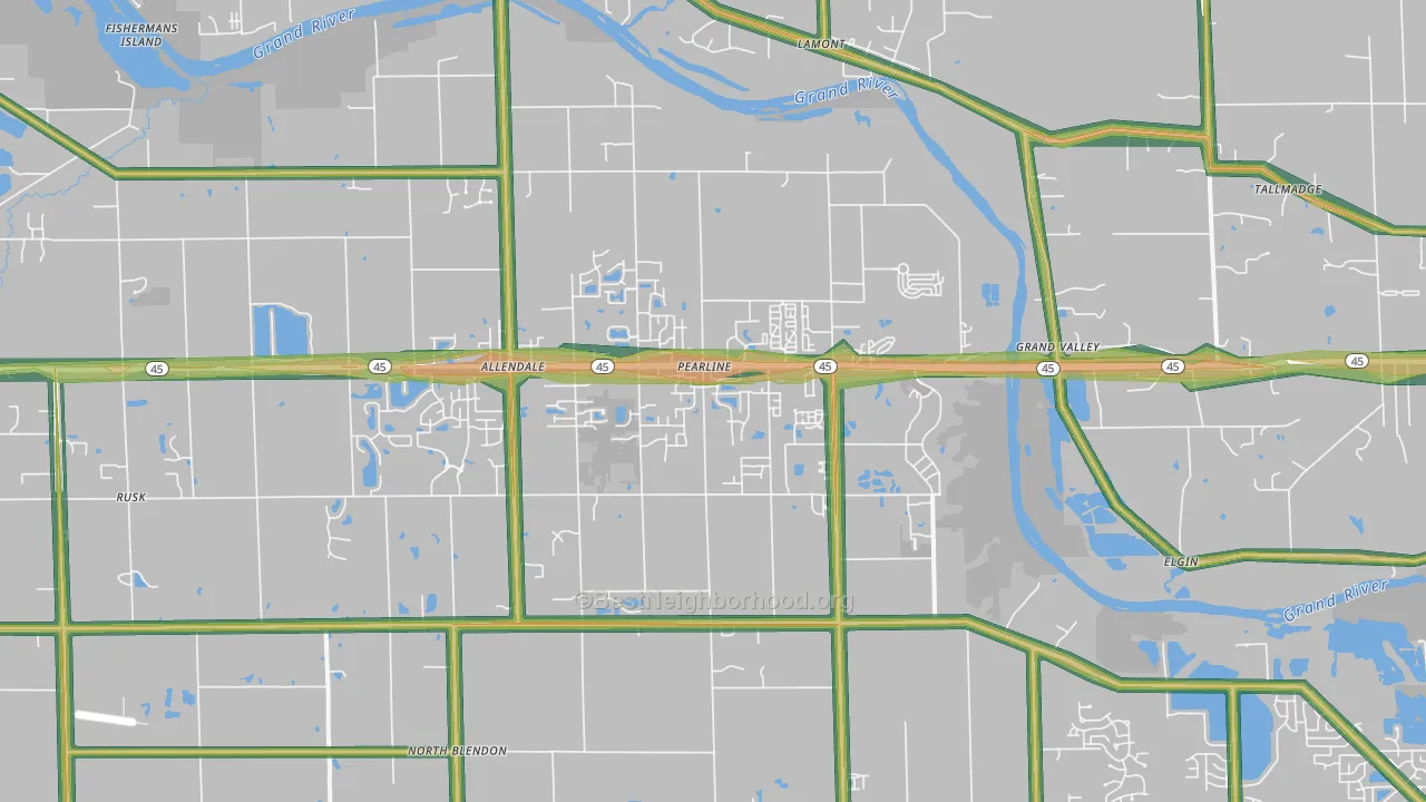 Allendale, MI Map of Noise Levels in Allendale
