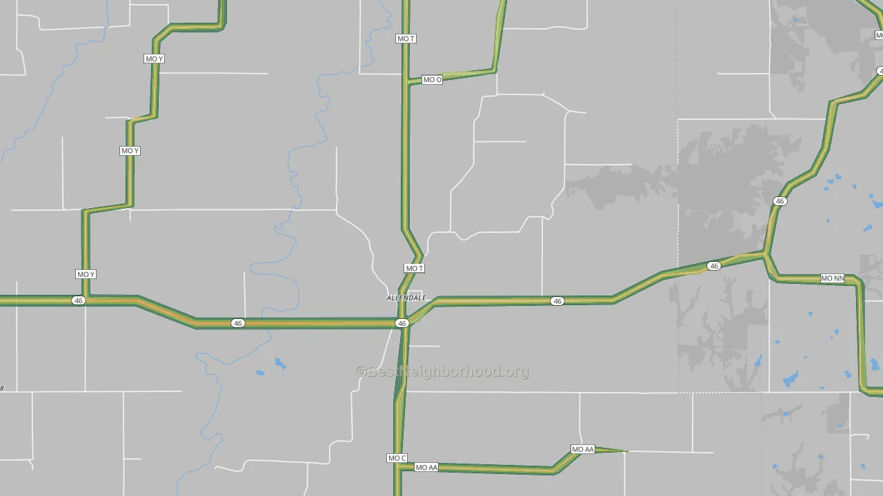 Allendale, MO Map of Noise Levels in Allendale
