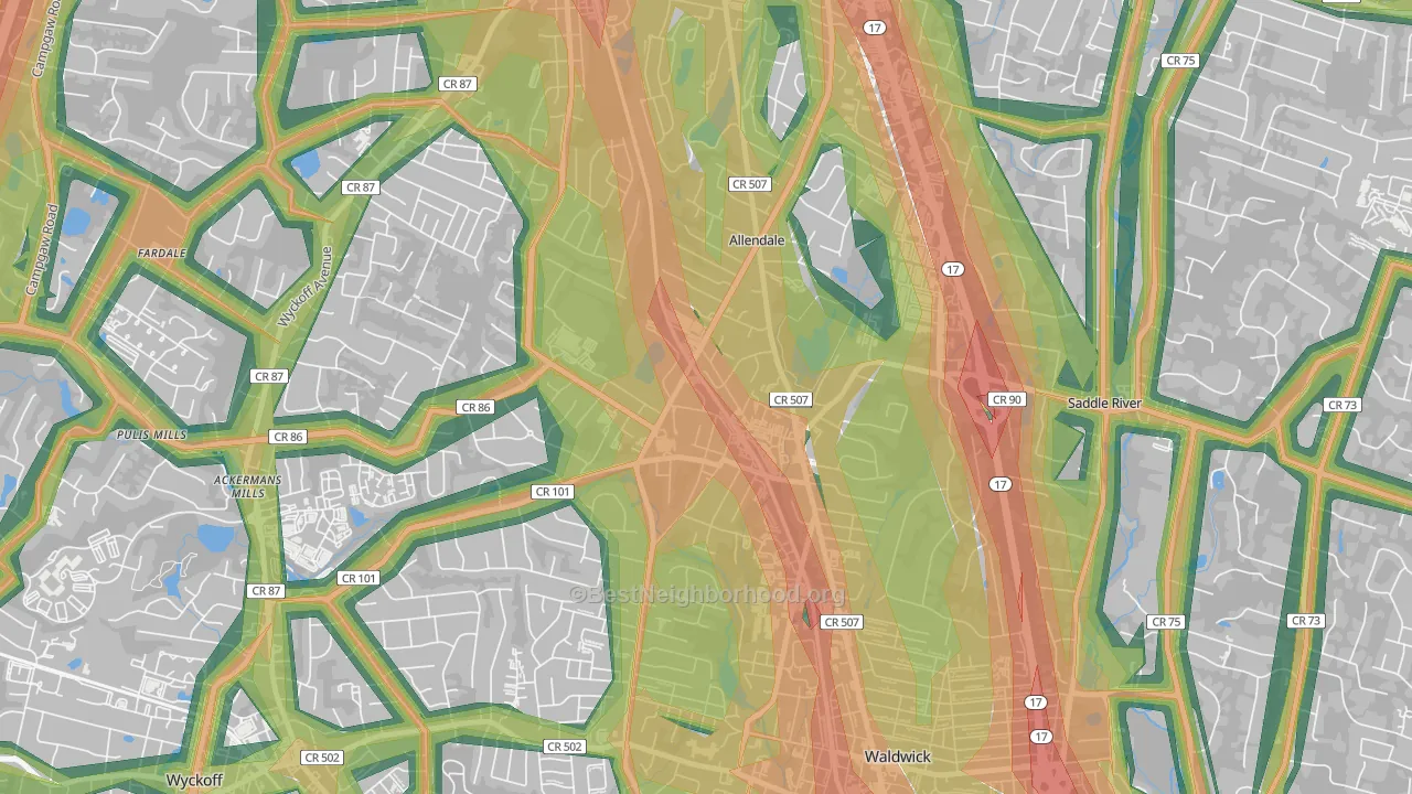 Allendale, NJ Map of Noise Levels in Allendale