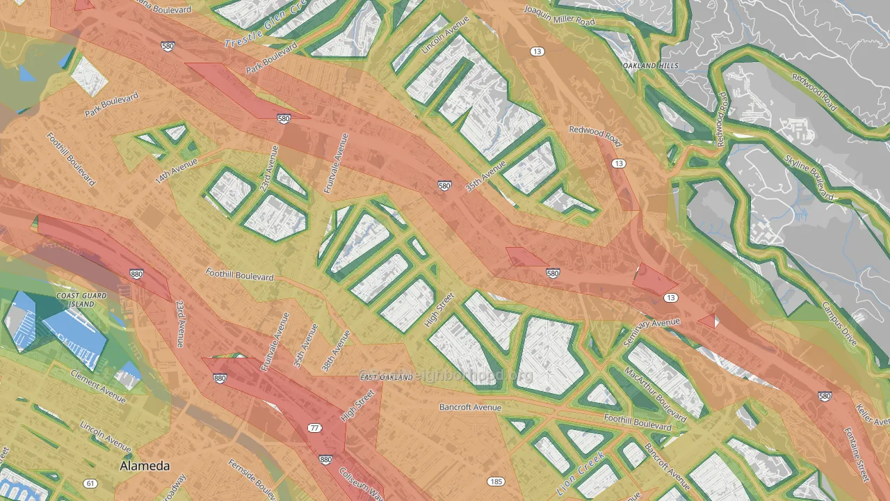 Allendale, Oakland, CA Map of Noise Levels in Allendale