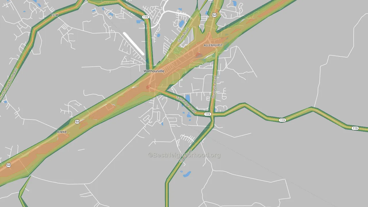 Allenhurst, GA Map of Noise Levels in Allenhurst