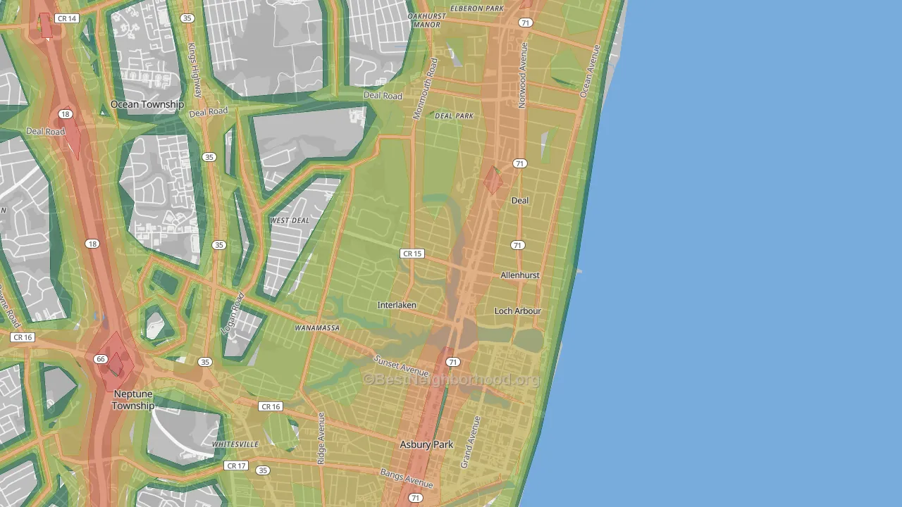Allenhurst, NJ Map of Noise Levels in Allenhurst