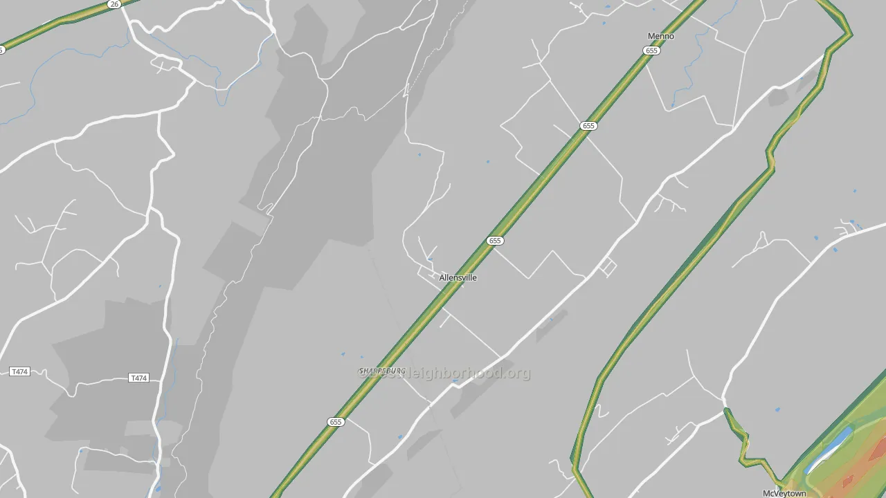 Allensville, PA Map of Noise Levels in Allensville