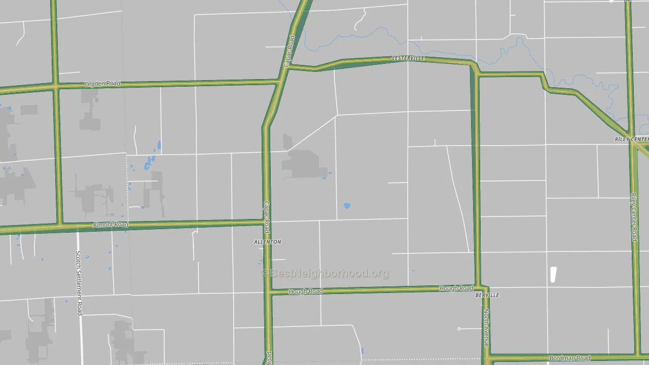 Allenton, MI Map of Noise Levels in Allenton