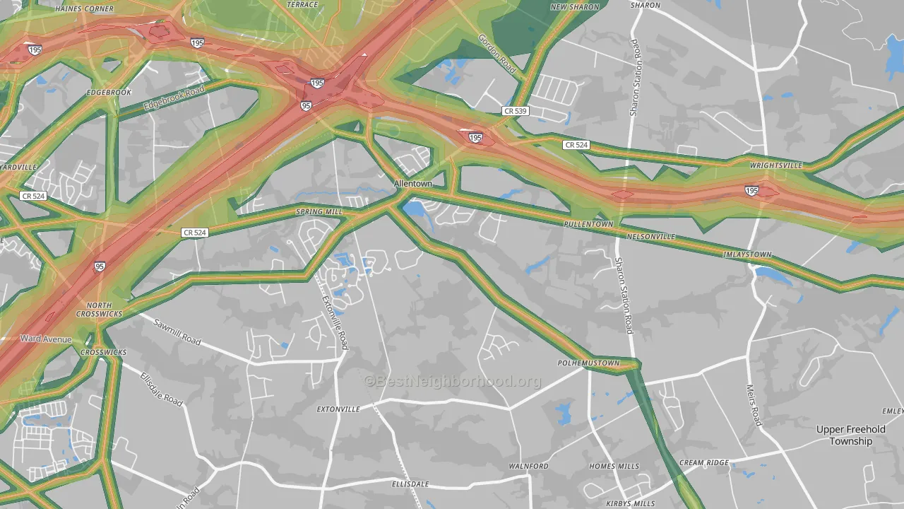Allentown, NJ Map of Noise Levels in Allentown