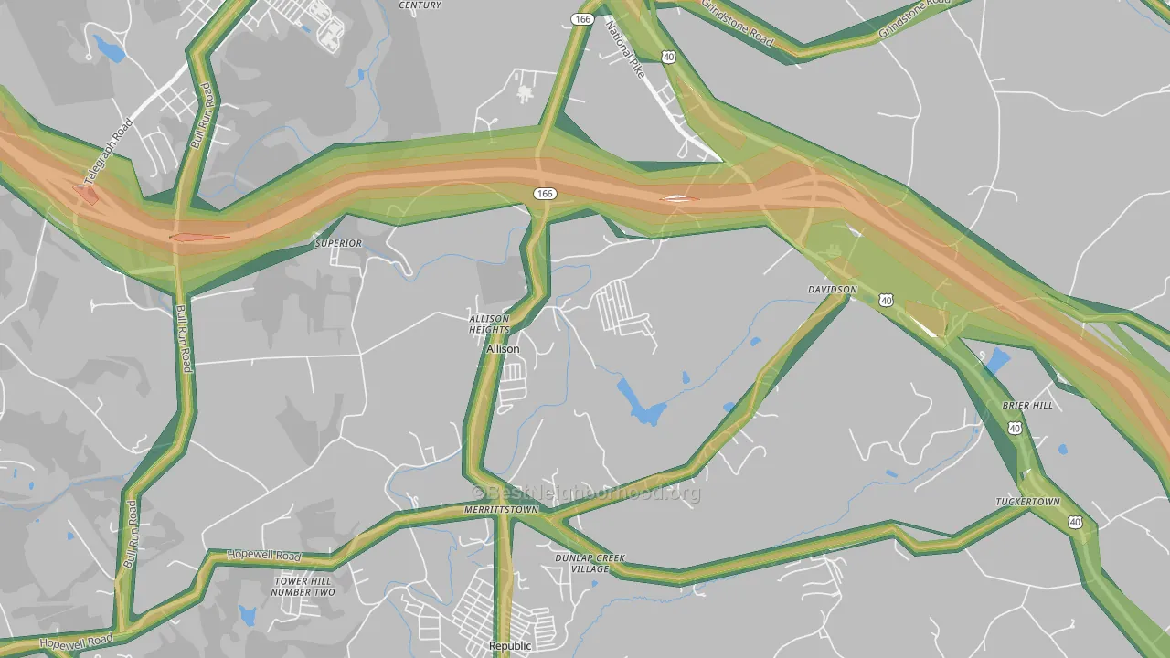 Allison, PA Map of Noise Levels in Allison