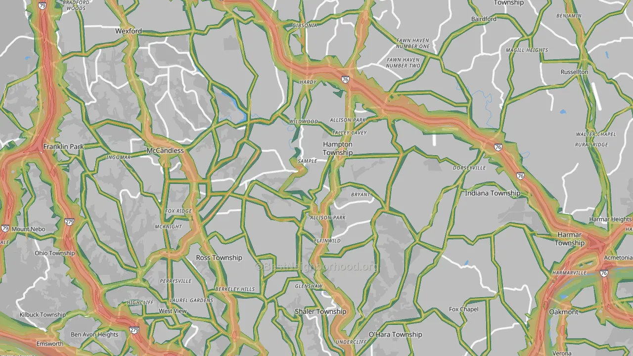 Allison Park, PA Map of Noise Levels in Allison Park