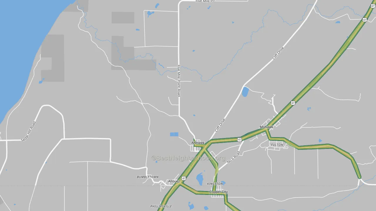 Allouez, MI Map of Noise Levels in Allouez
