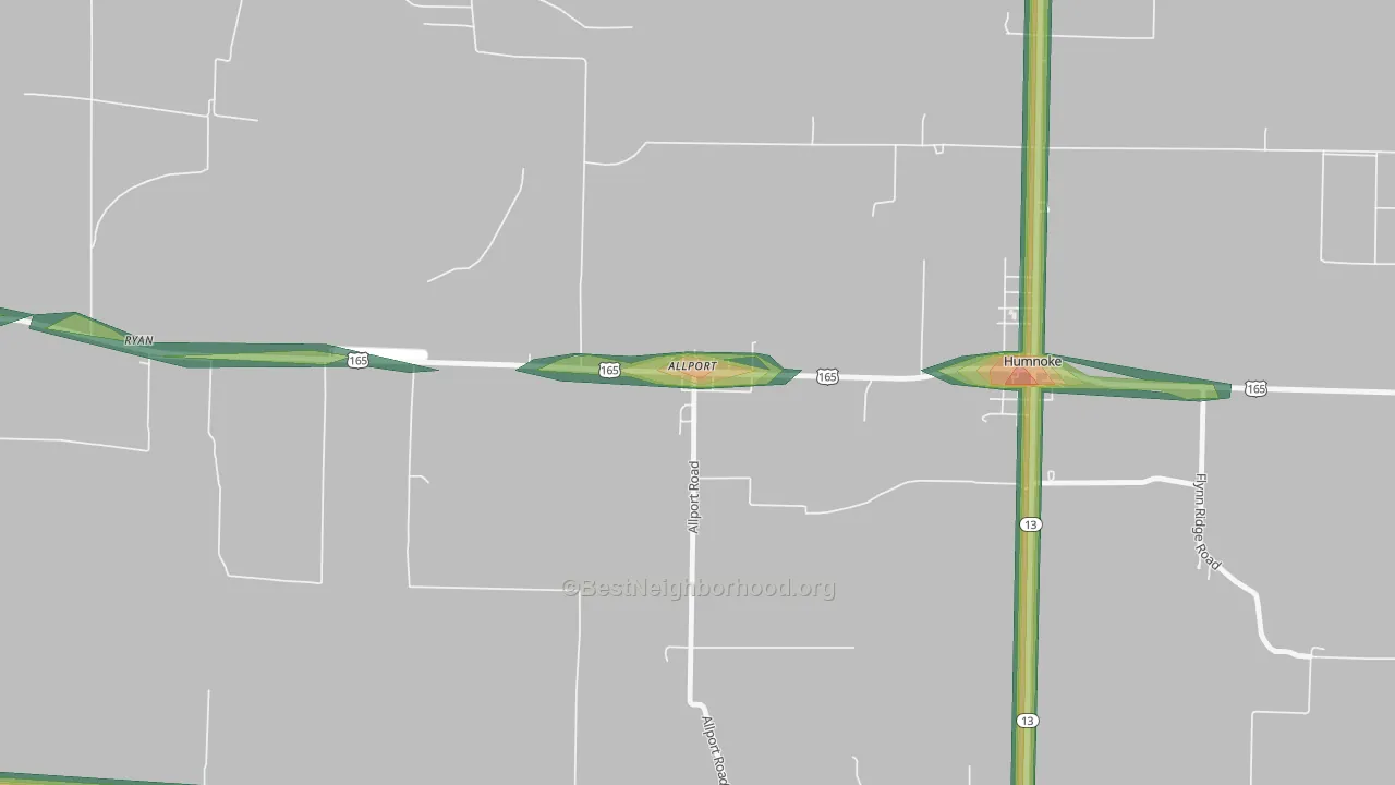Allport, AR Map of Noise Levels in Allport
