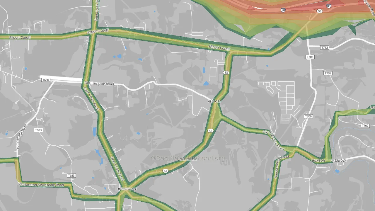 Allport, PA Map of Noise Levels in Allport