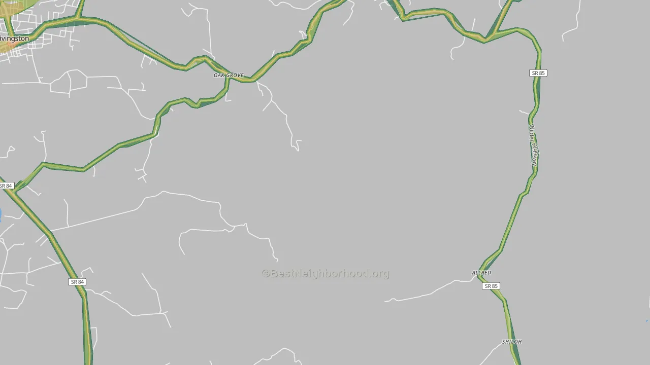 Allred, TN Map of Noise Levels in Allred