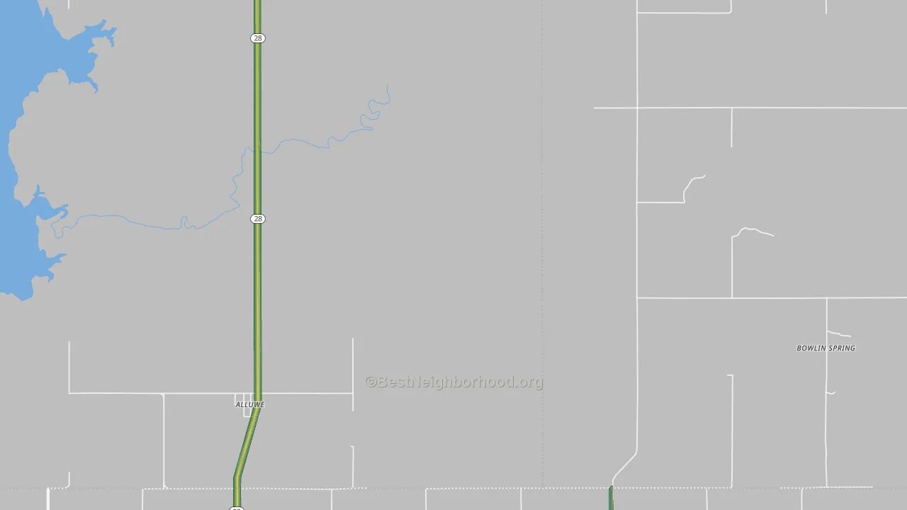 Alluwe, OK Map of Noise Levels in Alluwe