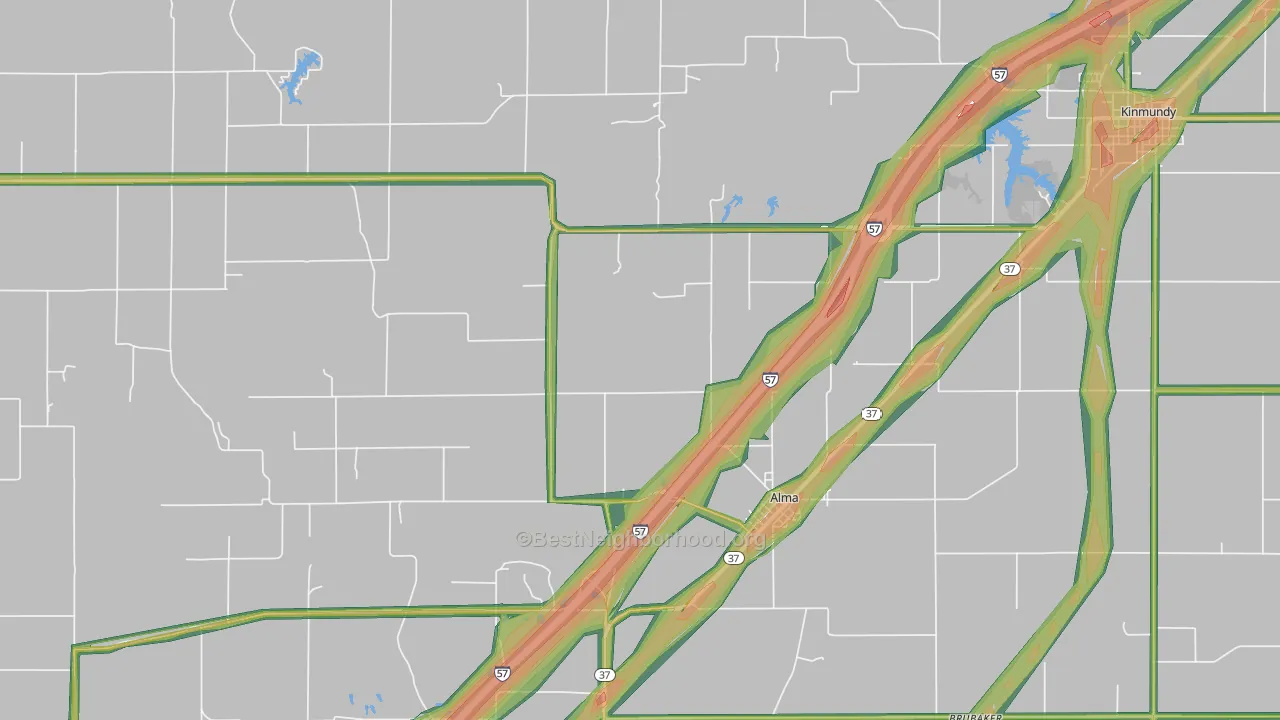 Alma, IL Map of Noise Levels in Alma